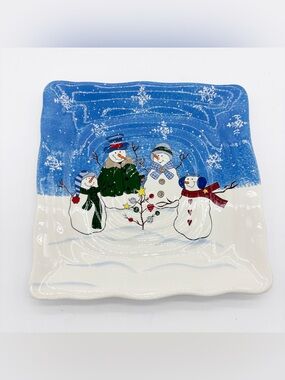 St. Nicholas Square Button Up Snowman Plate